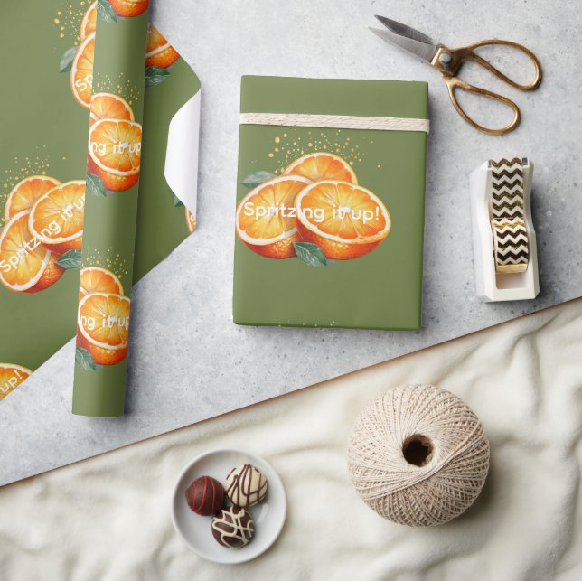 Papel De Regalo ¡Rociándolo! Naranjas Ducha  (Artesanía)