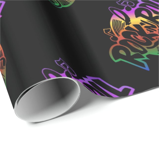 Papel De Regalo Rock and Roll Rainbow Music Theme (Esquina del rollo)