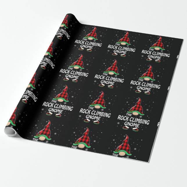 Papel De Regalo Rock Climbing Gnome Buffalo Plaid Matching Family (Desenrollado)