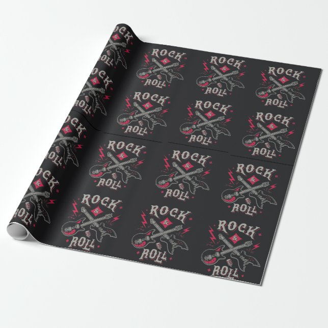 Papel De Regalo Rock n Roll Guitar (Desenrollado)