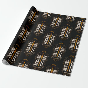 Papel De Regalo Rock y Rollo Vintage Gold