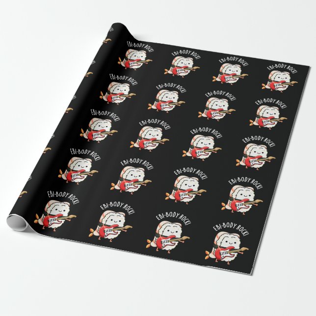 Papel De Regalo Rockero divertido Sushi Pun Dark BG (Desenrollado)