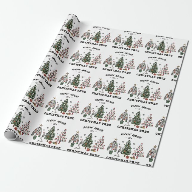 Papel De Regalo Rockin alrededor del árbol de Navidad (Desenrollado)