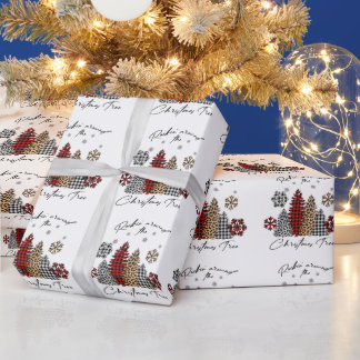 Papel De Regalo Rockin’ Christmas Plaid Leopard Print Trees