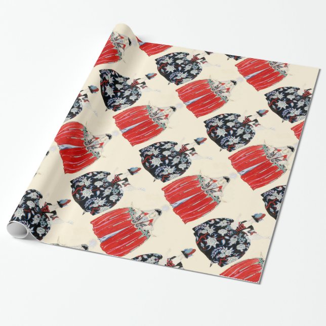 PAPEL DE REGALO ROCOCO LADIES ART DECO FASHION COSTUME DISEÑADOR (Desenrollado)