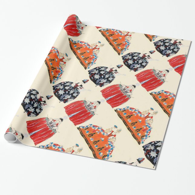 PAPEL DE REGALO ROCOCO LADIES ART DECO FASHION COSTUME DISEÑO (Desenrollado)