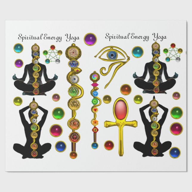 Papel De Regalo ROD ASCLEPIUS,7 CHAKRAS YOGA LOTUS POSE ,Horus Eye (Superficie plana)