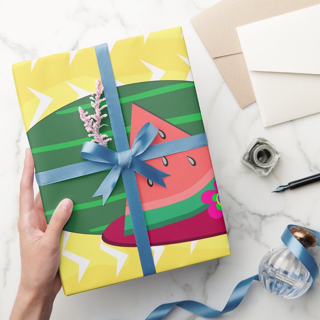 Papel De Regalo Rodajas de sandía de verano y flor tropical (Subido por el creador)