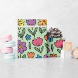 Papel de regalo rodillo de flores dulces y colorid