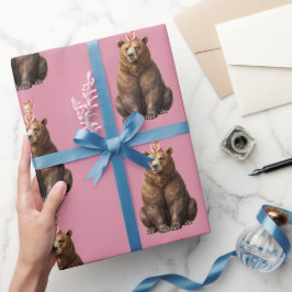 Papel de regalo rodillo de oso de arte popular ros