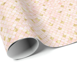 Papel De Regalo Rojizo Rosa Dorado Escamas de Sirena Femenino de M