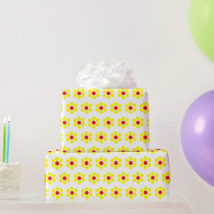 Papel De Regalo Rojo amarillo Floral moderna simple