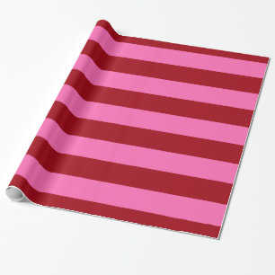 Papel De Regalo Rojo Arándano, Rosa Intenso #2 XL Raya Preppy 1X