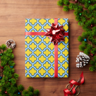 Papel De Regalo Rojo azul amarillo y bebé, Entramado, Quatrefoil