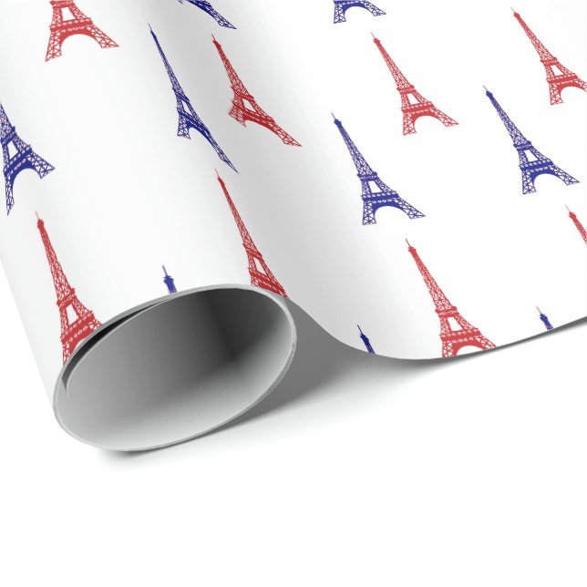 Papel de regalo Rojo Azul París Francia (Esquina del rollo)