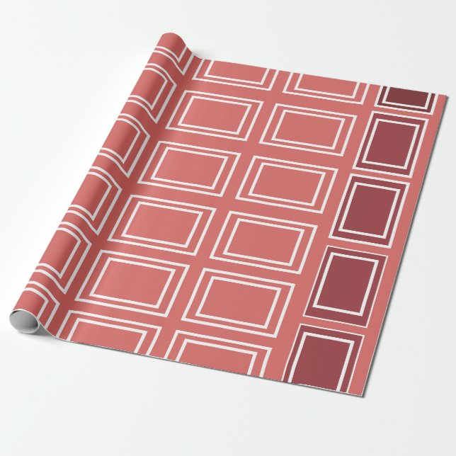 Papel De Regalo Rojo Blanco Cuadrado Rectángulo Geométrico (Desenrollado)