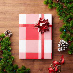 Papel De Regalo Rojo Blanco Cuadros de Navidad 