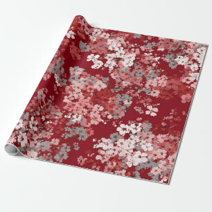 Papel De Regalo Rojo Blanco Flor Ditsy Pastel Boho Años 70 Vintage