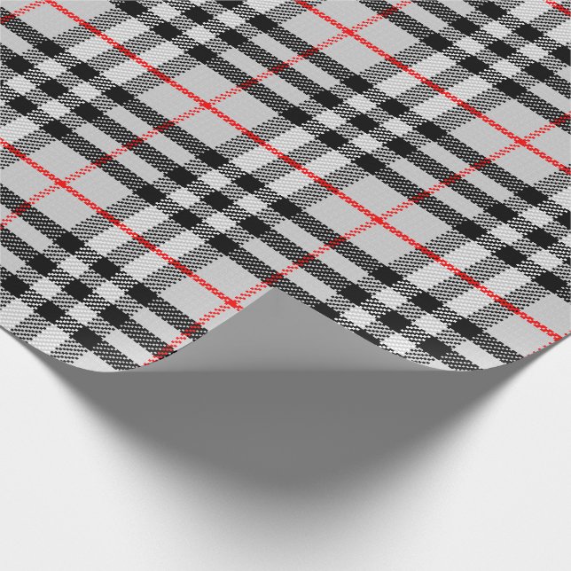 Papel De Regalo Rojo blanco negro Gingham | Tejido clásico de cuad (Esquina)