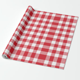 Papel De Regalo Rojo blanco roto Gingham Check Fiesta Rusa