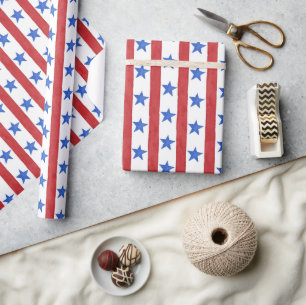 Papel De Regalo Rojo blanco y azul patriótico