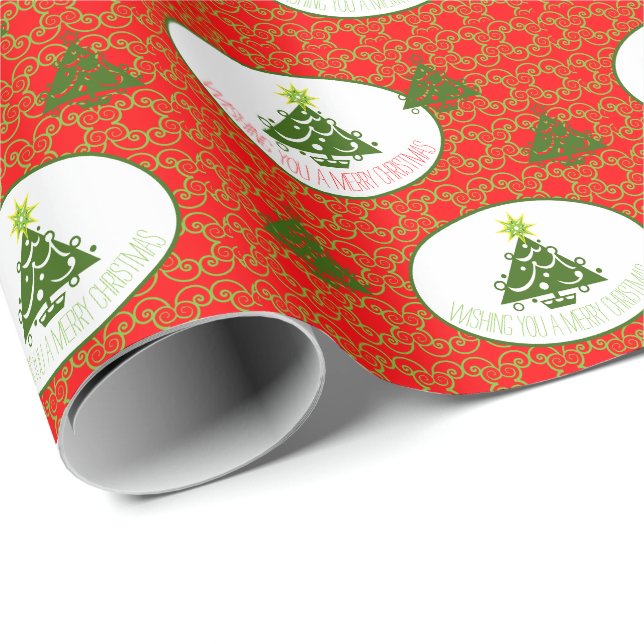 Papel De Regalo Rojo Brillante y Verde Lima (Esquina del rollo)