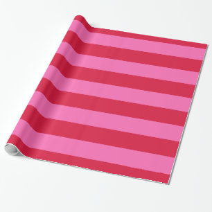 Papel De Regalo Rojo Carmesí, Rosa Caliente #2 XL Preppy Raya 1X
