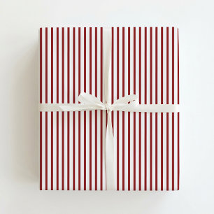 Papel De Regalo Rojo clásico de Navidad / rayas blancas 