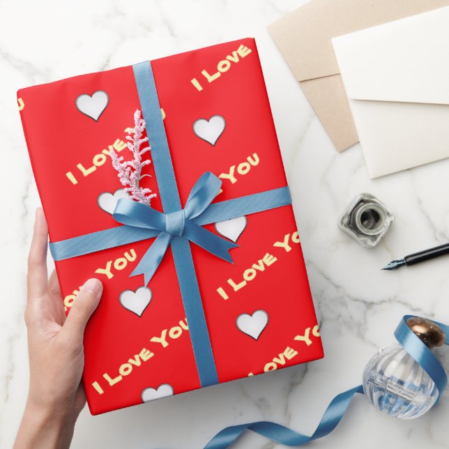 Papel De Regalo Rojo con corazón blanco (Regalar)