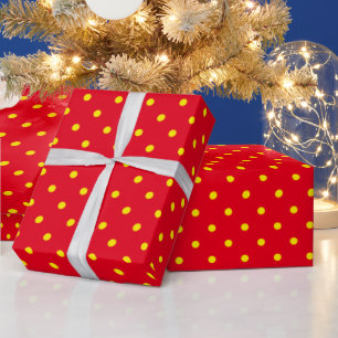 Papel De Regalo Rojo con lunares amarillos