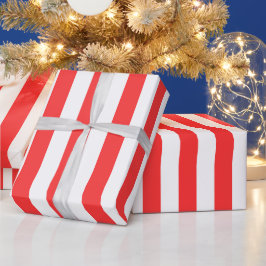 Papel De Regalo Rojo Coral Blanco XL Patrón de Rayas