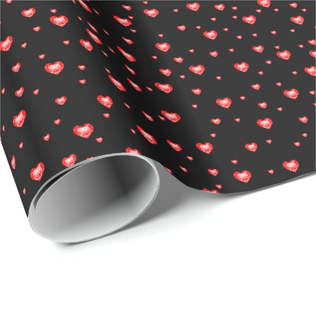 Papel De Regalo Rojo corazones de Diamante Patrón sin Marea (Esquina del rollo)