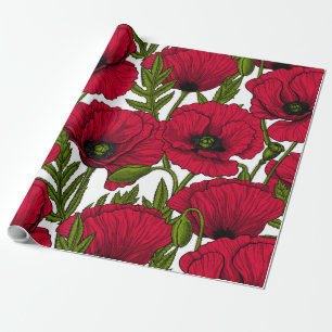 Papel De Regalo Rojo de adormidera 2