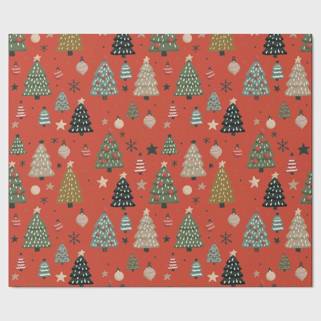 Papel de regalo rojo de ecos navideños (Costura)