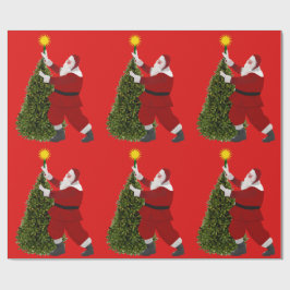 Papel de Regalo Rojo de El Árbol de Santa Star