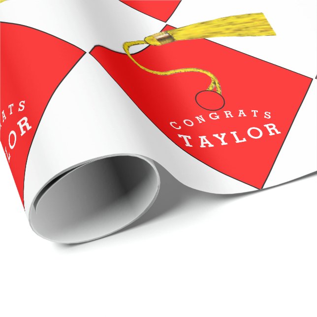 Papel de regalo rojo de graduación (Esquina del rollo)