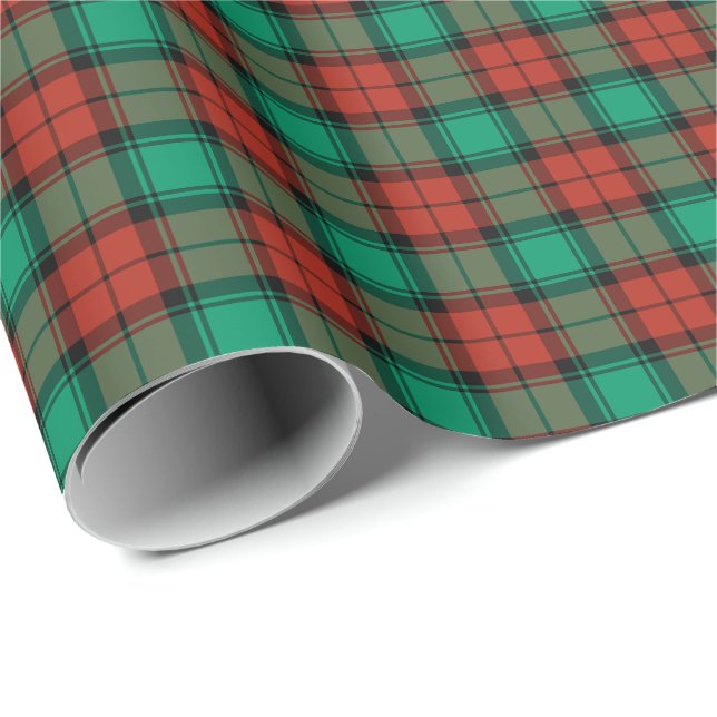 Papel De Regalo Rojo de la tela escocesa tradicional del navidad y (Esquina del rollo)