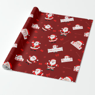 Papel de regalo rojo de Navidad de Papá Noel