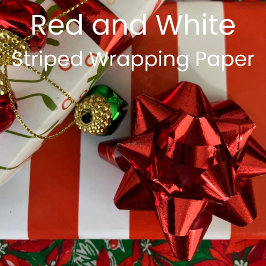 Papel De Regalo Rojo de Navidad y rayas blancas
