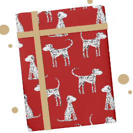 Papel De Regalo Rojo de perro de Dalmacia