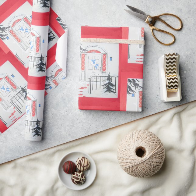 Papel De Regalo Rojo de puerta de vacaciones (Artesanía)