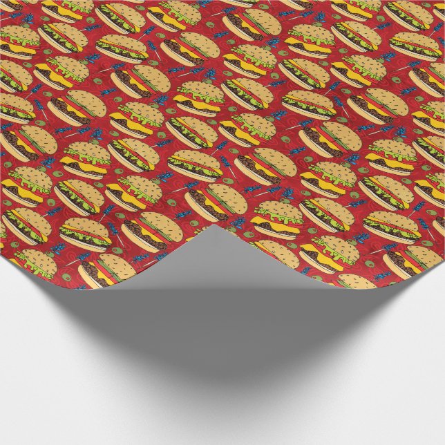 Papel De Regalo Rojo del modelo del cheeseburger (Esquina)