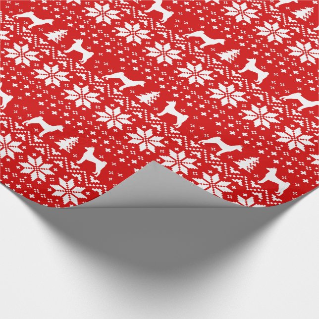 Papel De Regalo Rojo del modelo del suéter del navidad de Basenjis (Esquina)