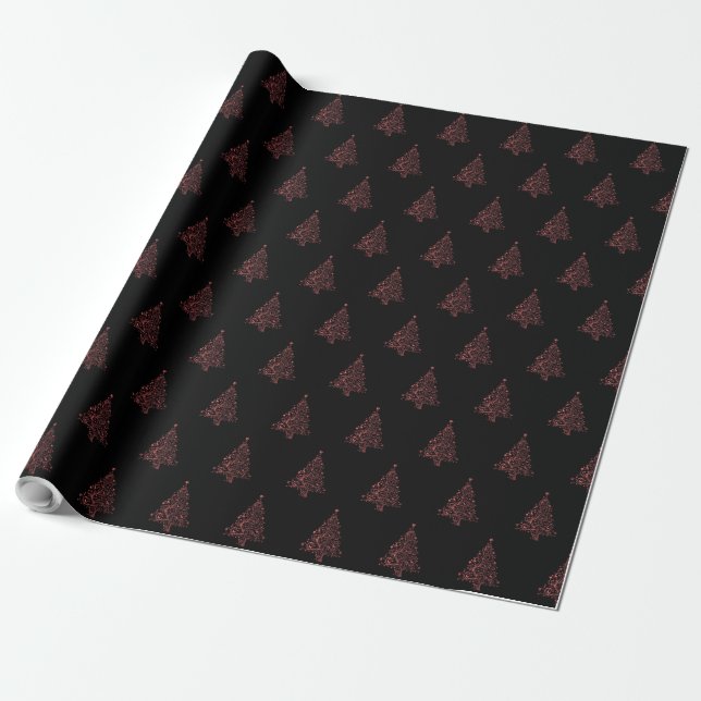 Papel De Regalo Rojo elegante del negro del modelo rayado del (Desenrollado)