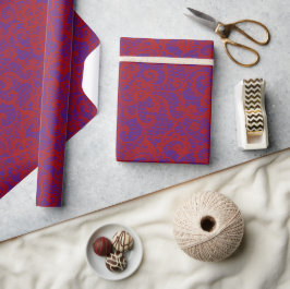 Papel De Regalo Rojo encaje sobre morado