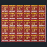 Papel De Regalo Rojo, Faux/Imitation Gold, "18th BIRTHDAY"<br><div class="desc">Este diseño de papel envolvente incluye un mensaje como "¡18º CUMPLEAÑOS!", con el "18º" con un aspecto de color falso/imitación de oro, y con el nombre y el "CUMPLEAÑOS" en un tipo de letra divertido y audaz. El nombre se puede personalizar y el fondo es de color rojo. El papel...</div>
