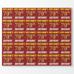Papel De Regalo Rojo, Faux/Imitation Gold, "70th BIRTHDAY"<br><div class="desc">Este diseño de papel envolvente incluye un mensaje como "¡CUMPLEAÑOS 70 DE PRIMER NOMBRE!", mientras que el "70" tiene un aspecto de color falso/imitación de color dorado, y con el nombre y el "CUMPLEAÑOS" en un tipo de letra divertido y audaz. El nombre es personalizable y el fondo es rojo....</div>