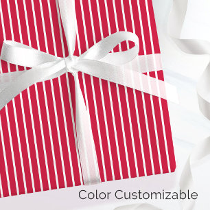 Papel De Regalo Rojo festivo y blanco minimalista delgada raya