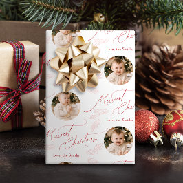 Papel De Regalo Rojo Moderno Script Feliz Navidad Familia 2 foto