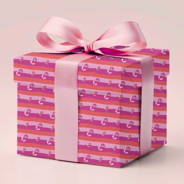Papel De Regalo Rojo morado rosa rosa floral romántico moderno (Subido por el creador)